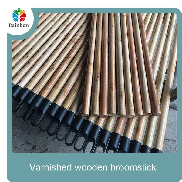 Varnished wooden round head thread paint wooden broom handle