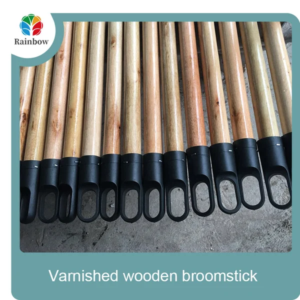 Varnished wooden round head thread paint wooden broom handle