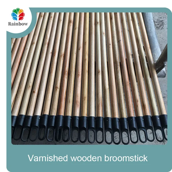 Varnished wooden round head thread paint wooden broom handle