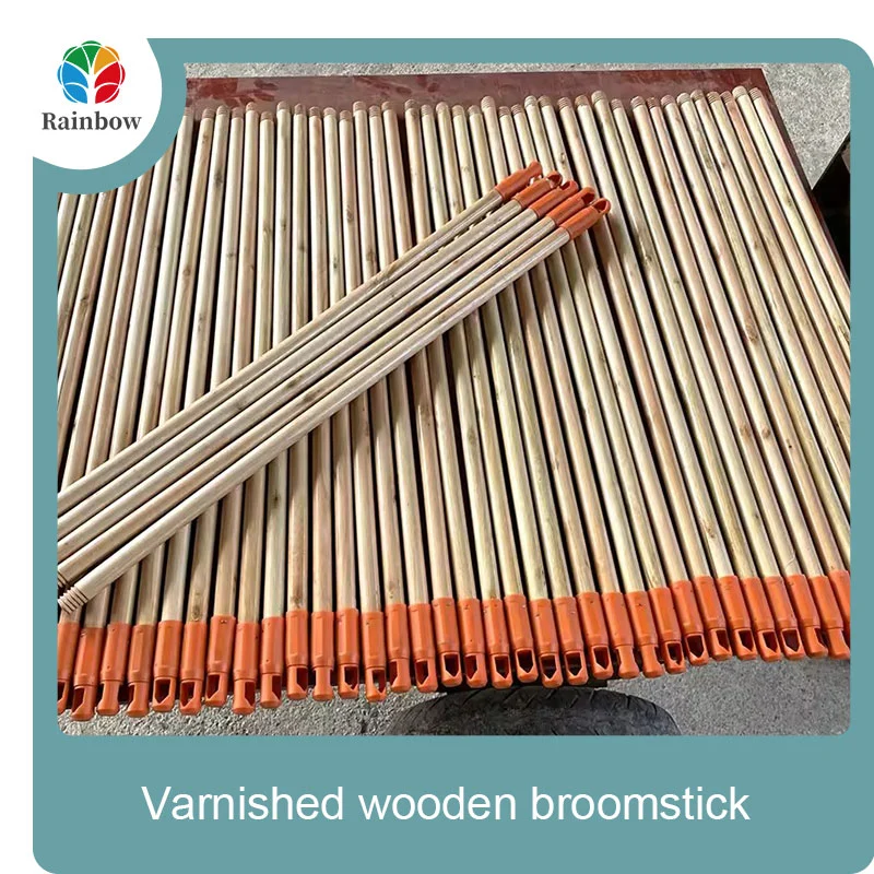 Varnished wooden round head thread paint wooden broom handle 