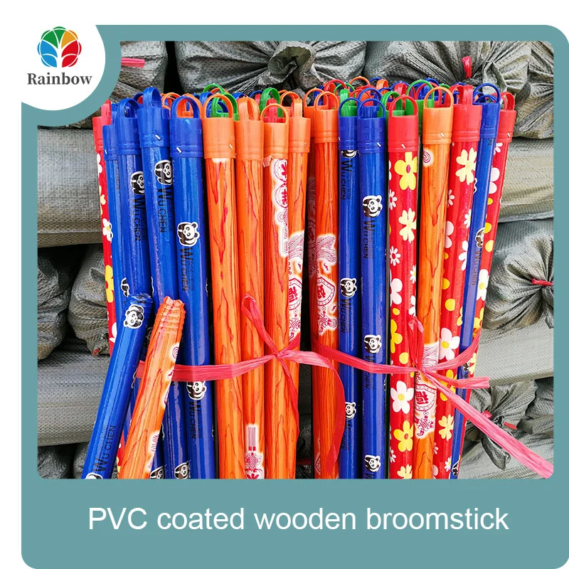 Palos de fregona para casa de madera de eucalipto con mango de escoba de madera recubierta de PVC de China