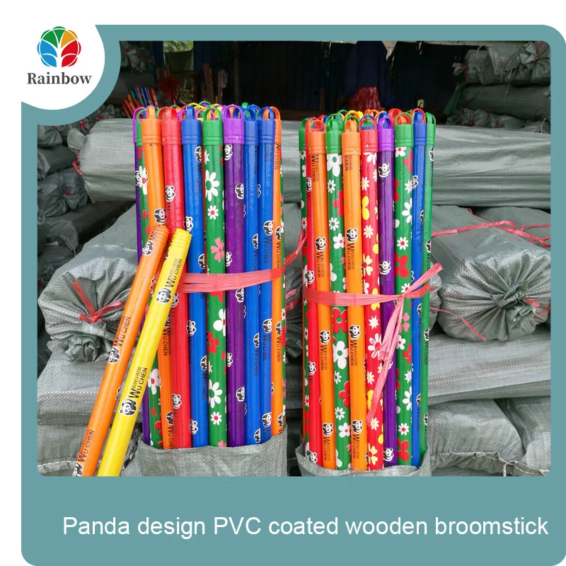 Palos de fregona para casa de madera de eucalipto con mango de escoba de madera recubierta de PVC de China