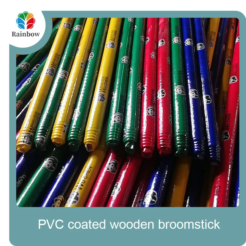 China PVC coated wood broom handle eucalyptus wooden house mop sticks