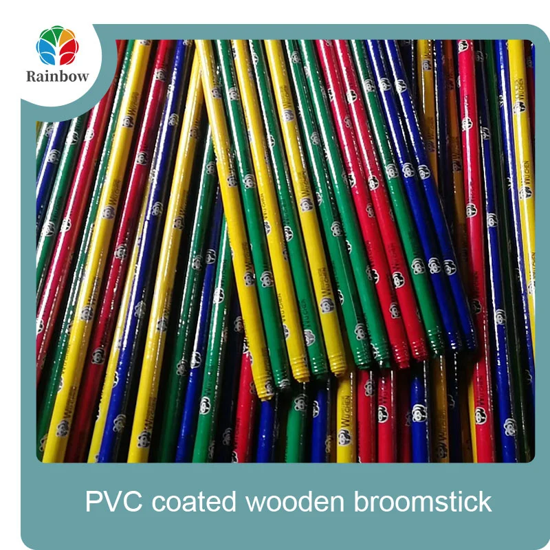 China PVC coated wood broom handle eucalyptus wooden house mop sticks