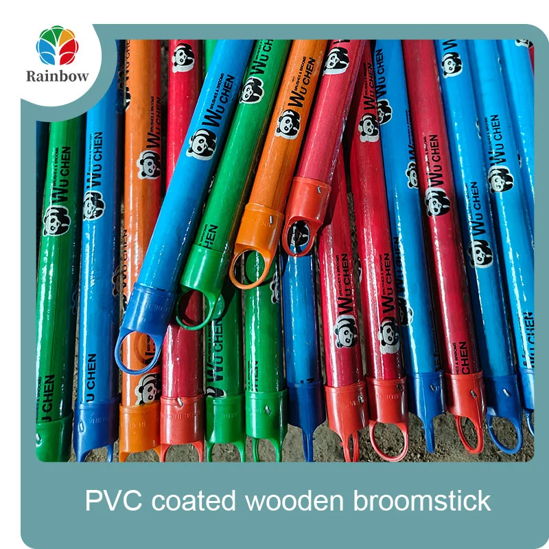 China PVC coated wood broom handle eucalyptus wooden house mop sticks