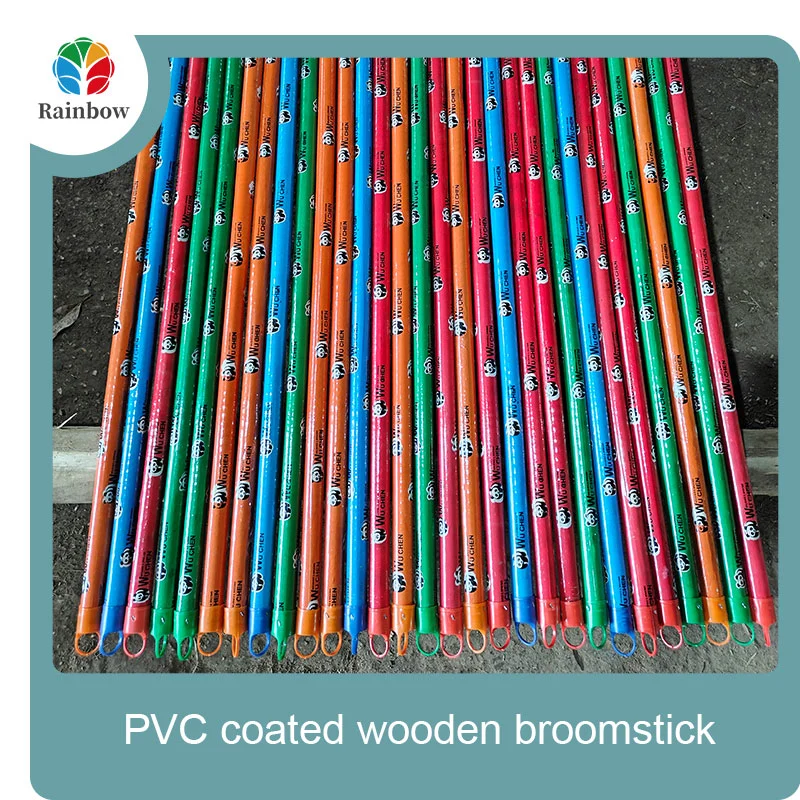 China PVC coated wood broom handle eucalyptus wooden house mop sticks