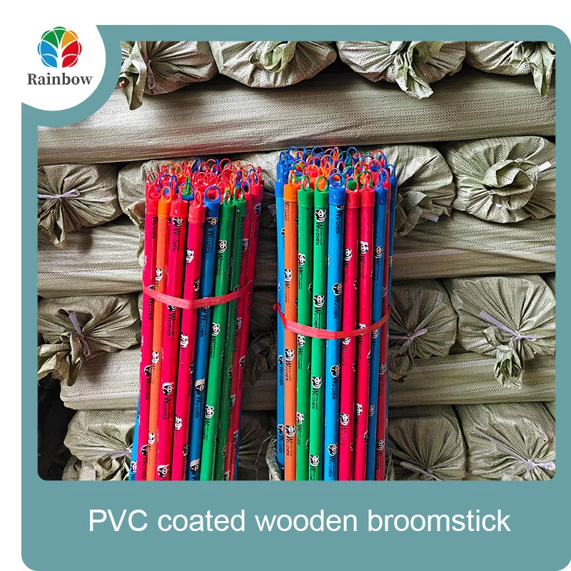 China PVC coated wood broom handle eucalyptus wooden house mop sticks