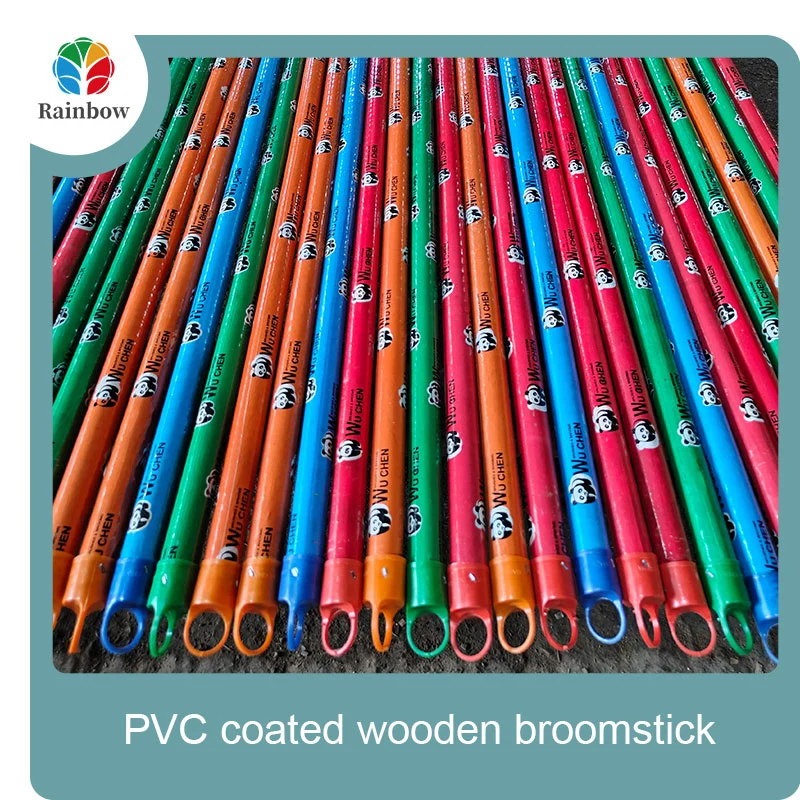 China PVC coated wood broom handle eucalyptus wooden house mop sticks