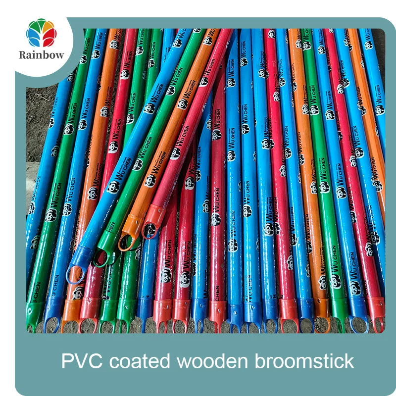 China PVC coated wood broom handle eucalyptus wooden house mop sticks