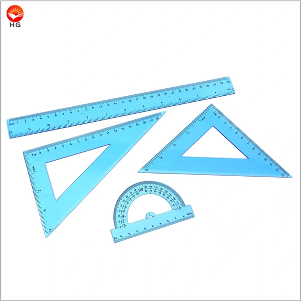 4 Pieces Plastic School Geometry Ruler Set