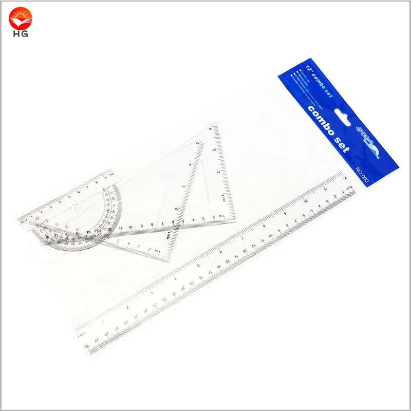 4 Pieces Plastic School Geometry Ruler Set