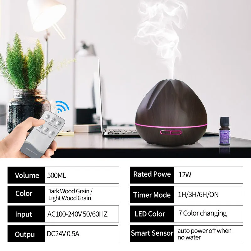 500ml Cool Mist Aroma Diffuser,Ultrasonic Fragrance Diffuser