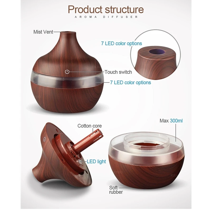Wood Grain Humidifier Portable USB Air Humidifier