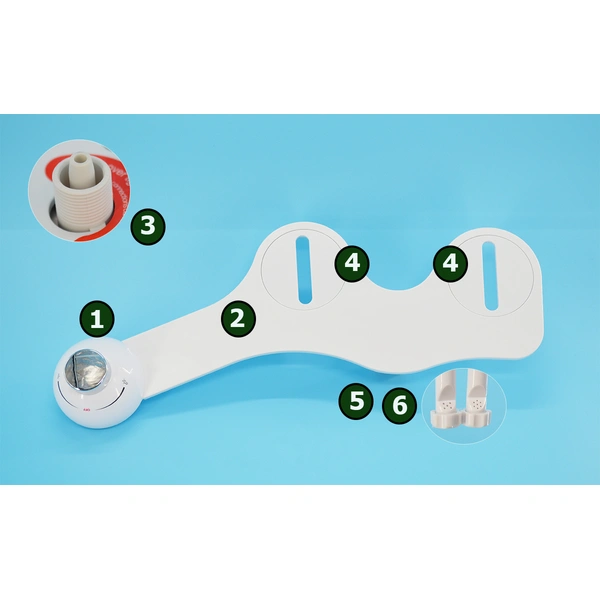 Dual Nozzle Bidet Attachment Non-Electric Mechanical Bidet Toilet