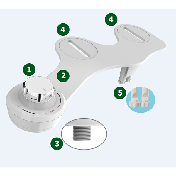 Ultra Thin Self-cleaning Dual Nozzles Bidet Toilet Attachment