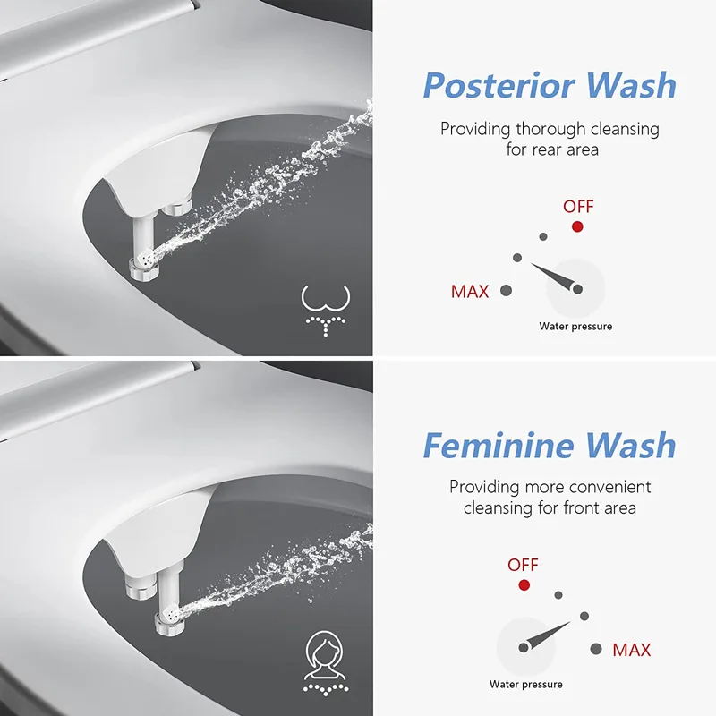 OEM/ODM Super Slim and Thin Dual Wash Nozzles Toilet Seat Attachment