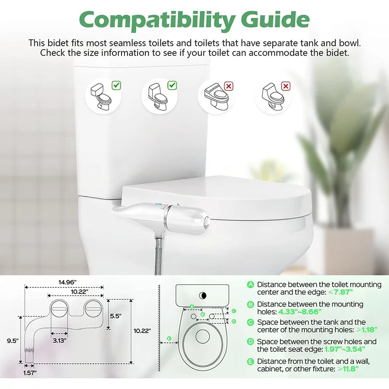  Self Cleaning Water Sprayer Bidet Toilet Seat Attachment for Personal