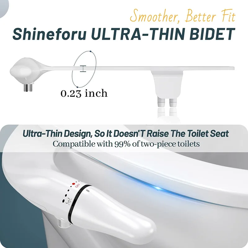 Manual Super Slim Dual Nozzles Toilet Seat Bidet Attachment