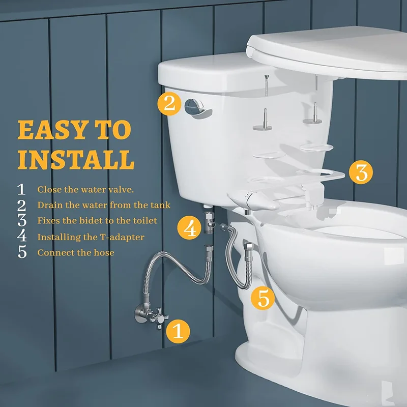 Manual Super Slim Dual Nozzles Toilet Seat Bidet Attachment