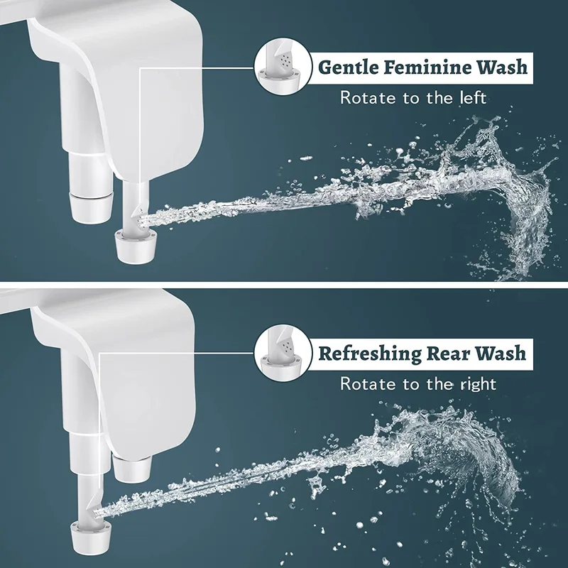 Manual Super Slim Dual Nozzles Toilet Seat Bidet Attachment