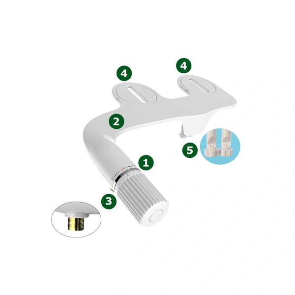 Super Slim Thin  Dual Cleaning NozzlesToilet Bidet Attachment