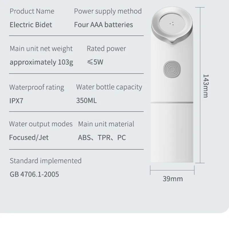 Modern Portable Bidet Set ABS Electric  Easy to Use Travel-Friendly