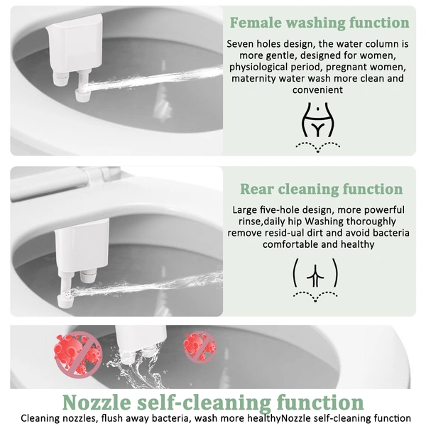 Dual Nozzle ABS Toilet Bidet for Bathroom 
