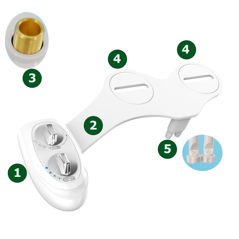Super Slim Dual Wash Nozzle Toilet Seat Attachment