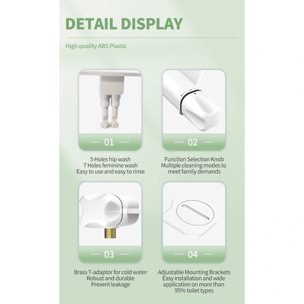  Non Mechanical Retractable Nozzle Cold Bidet Attachment for Toilet