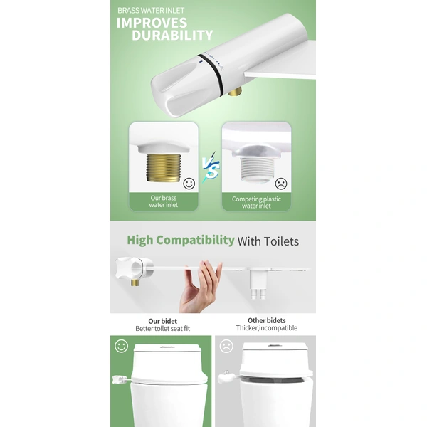  Non Mechanical Retractable Nozzle Cold Bidet Attachment for Toilet