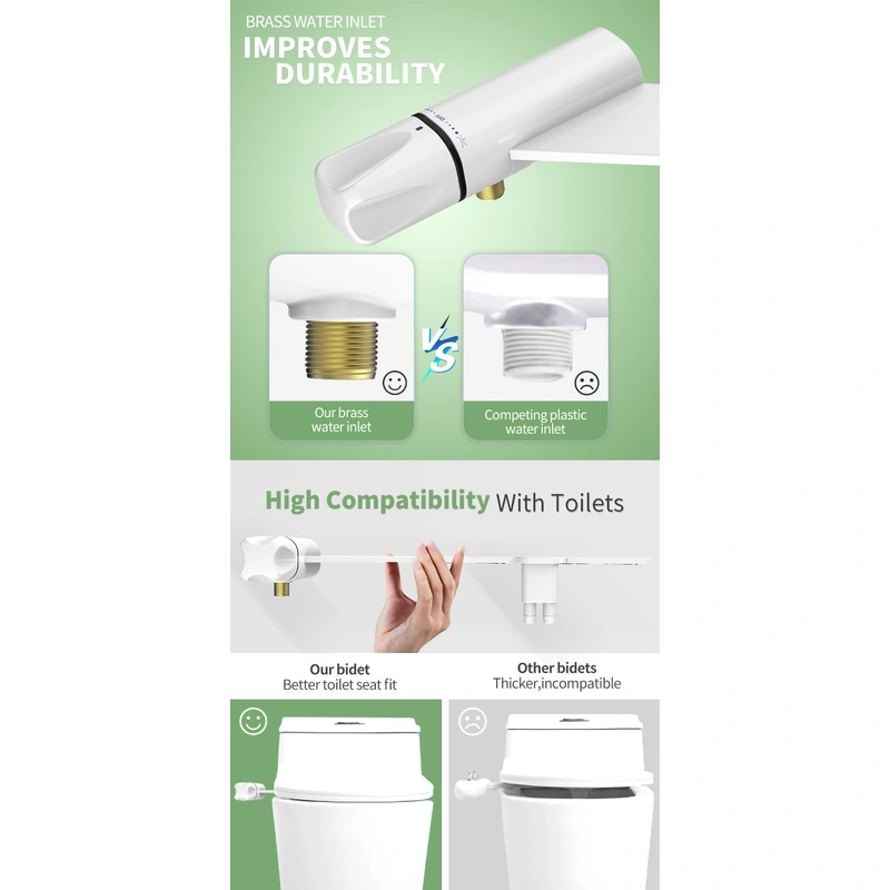  Non Mechanical Retractable Nozzle Cold Bidet Attachment for Toilet