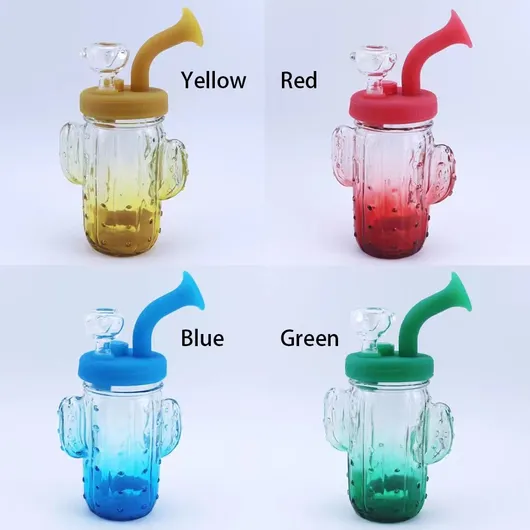 Colorful Cactus silicone glass bong 