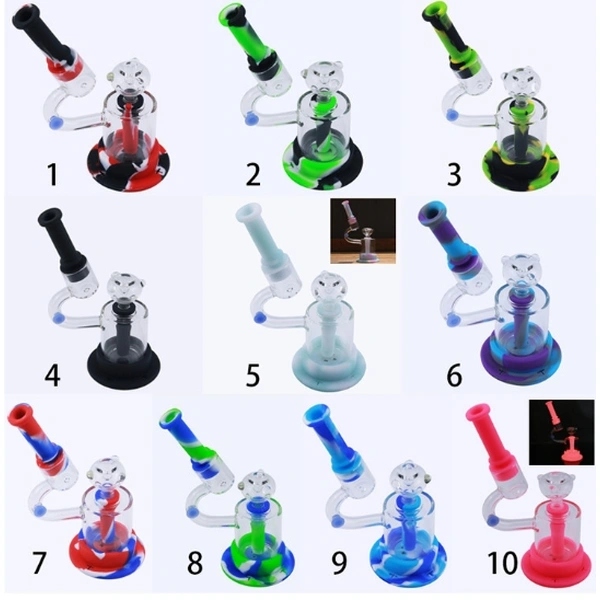 Three different flashing lights silicon bong wholesale 