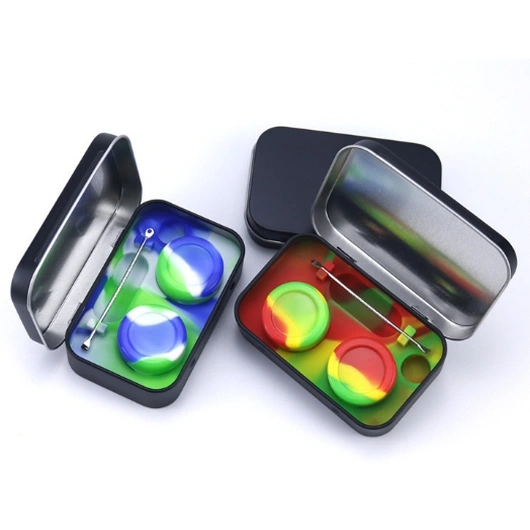 Factory 10ml four-in-one iron box set, black shell, storage box, silicone box wholesale 