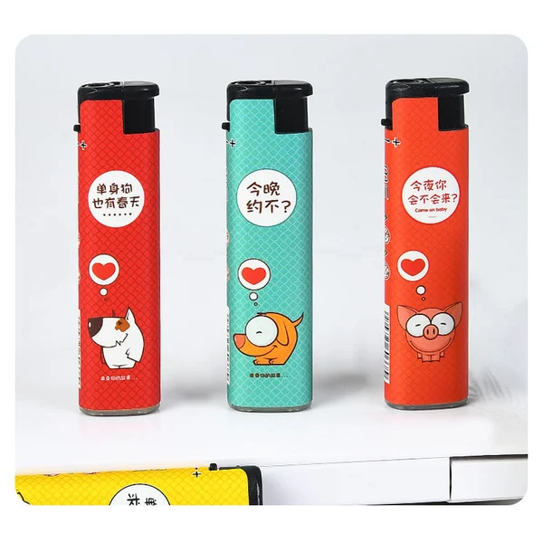 wholesale windproof plastic printed inflatable disposable lighter  