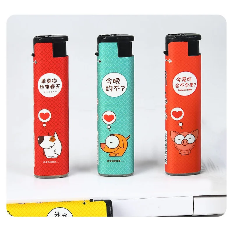 wholesale windproof plastic printed inflatable disposable lighter  