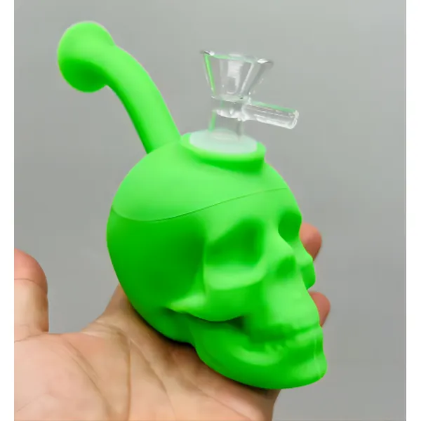 Popular Silicone Smoking Glass skull  Water Pipes Smoke Tobacco Pipe