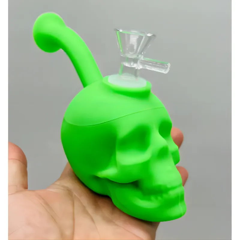 Popular Silicone Smoking Glass skull  Water Pipes Smoke Tobacco Pipe