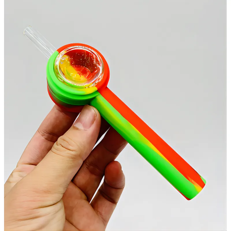 Hot Selling  Silicone Pipe Glass Herb Water Smoking Accessories 