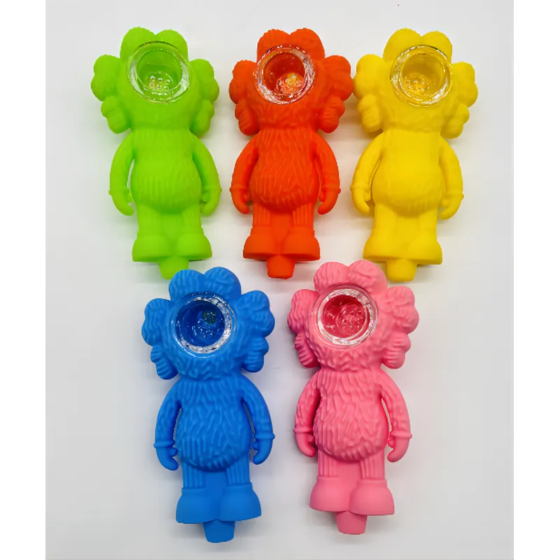 Tobacco Hand Spoon Pipe with Glass Bowl Silicone Smoking Pipe