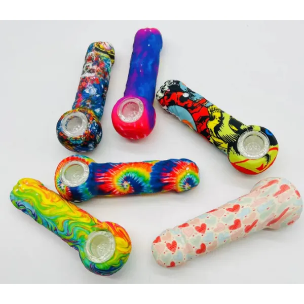 Silicone Hand Pipe With  DAB Rig Glass Straw