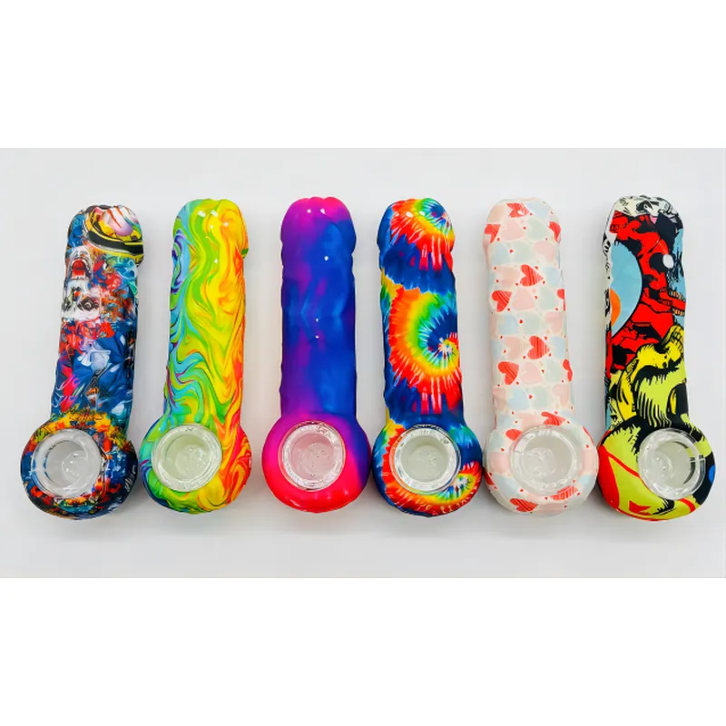 Silicone Hand Pipe With  DAB Rig Glass Straw