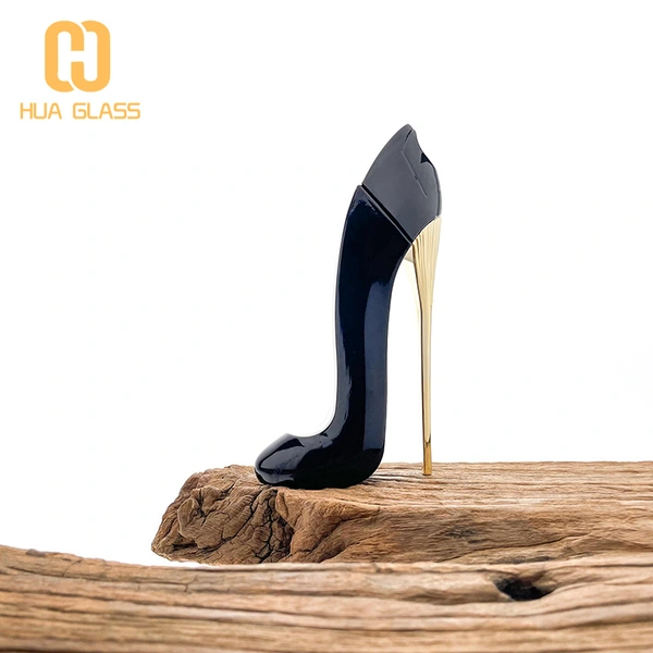 Frasco de perfume con forma de tacón alto transparente negro de 100 ml