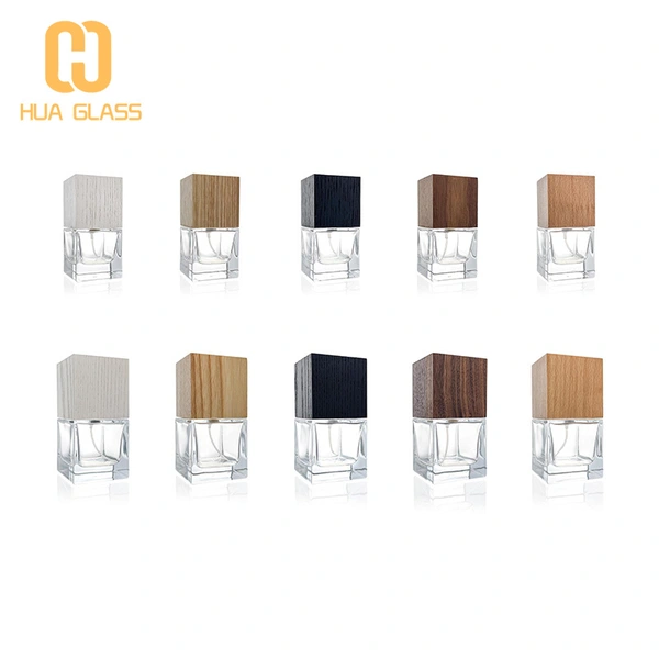 50ml 100ml الشركة المصنعة زجاجة عطر مع غطاء خشبي  