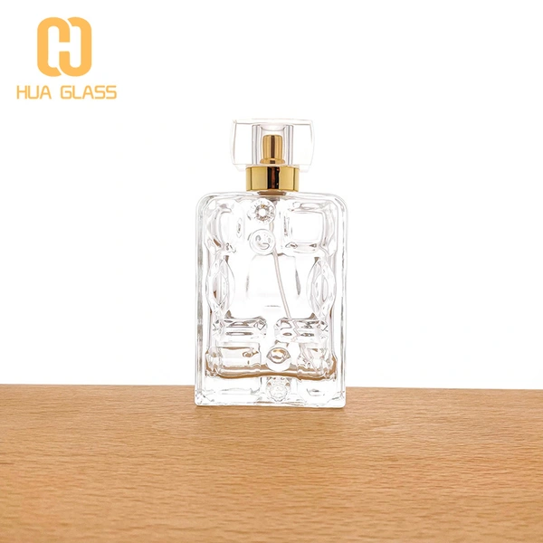 زجاجة عطر فريدة من نوعها منقوشة 100 مل زجاجة عطر زجاجية