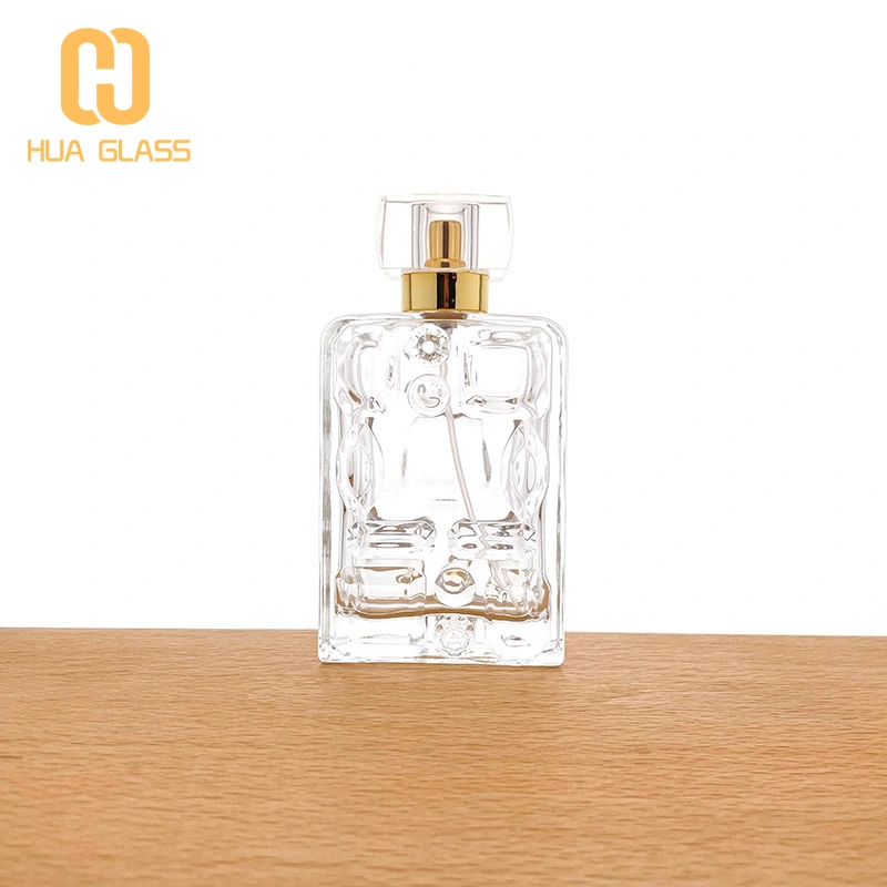 زجاجة عطر فريدة من نوعها منقوشة 100 مل زجاجة عطر زجاجية  