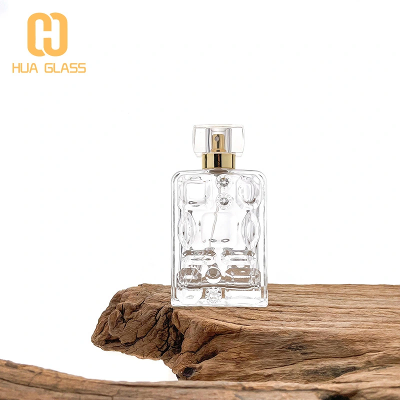 زجاجة عطر فريدة من نوعها منقوشة 100 مل زجاجة عطر زجاجية  