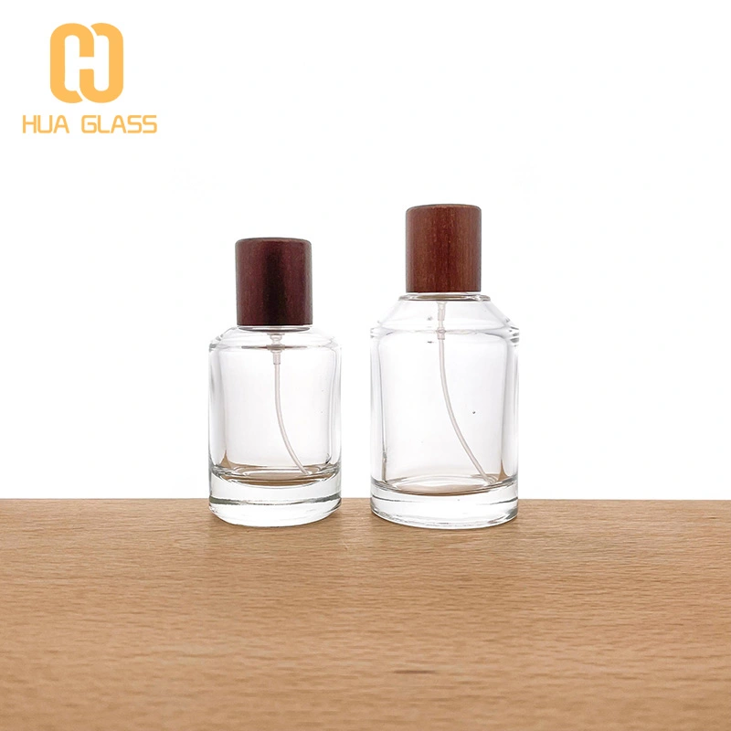 Botella de perfume cilíndrica 50ml Botella de perfume de vidrio de 100ml  