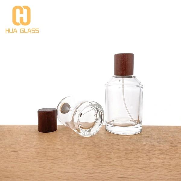 Botella de perfume cilíndrica 50ml Botella de perfume de vidrio de 100ml