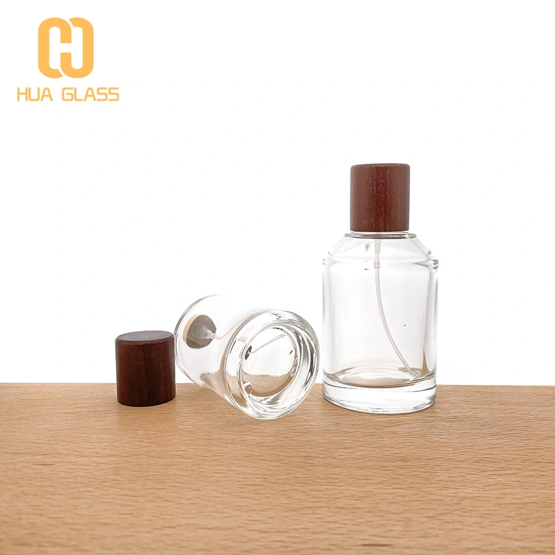 Botella de perfume cilíndrica 50ml Botella de perfume de vidrio de 100ml  